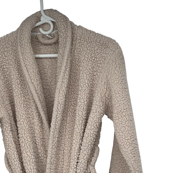 *Women’s Pottery Barn One Size Teddy Bear Faux Shearling Short Bathrobe with Tie - Picture 3 of 8